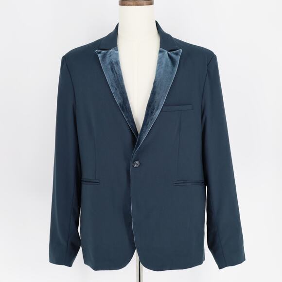 Jay Walker Men's Sport Coat Blazer Navy Velvet Classic Dining Jacket Size XL - Picture 1 of 8